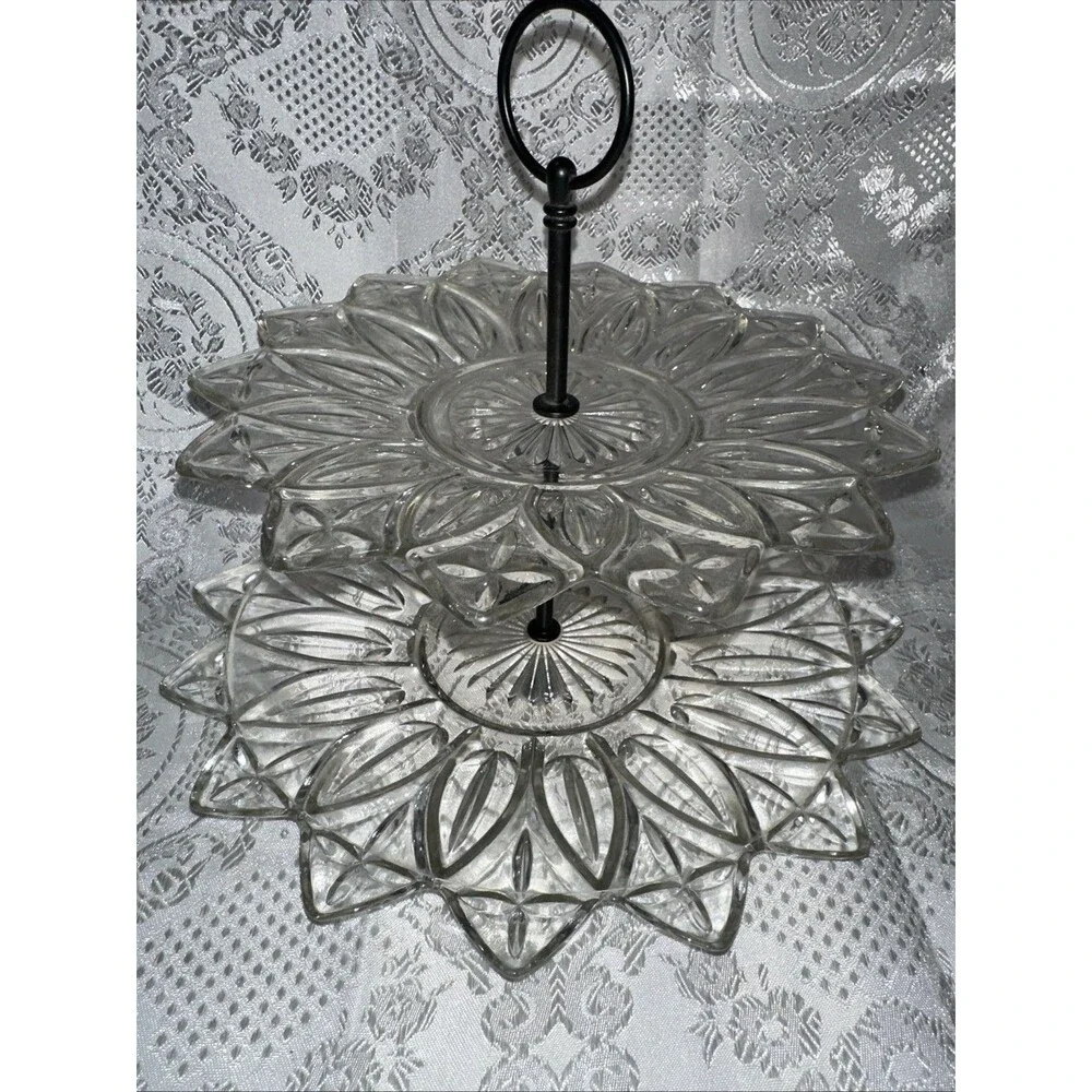 vintage 2 tier candy dish  glass/ Dessert Tray